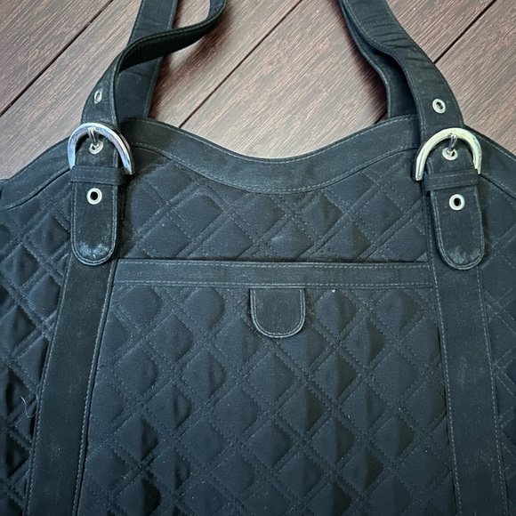 Elegant Black Quilted Tote Bag - Picture 2 of 5